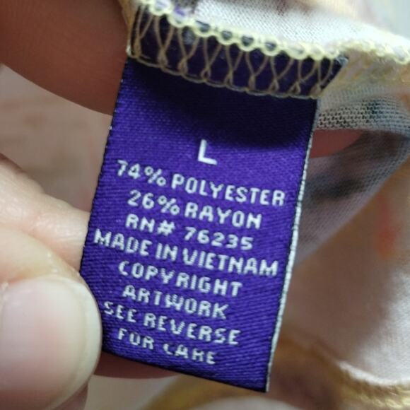 Ellen Negley Women's Size Large Art-To-Wear Tropical Beach Embellished T-Shirt - Picture 6 of 6